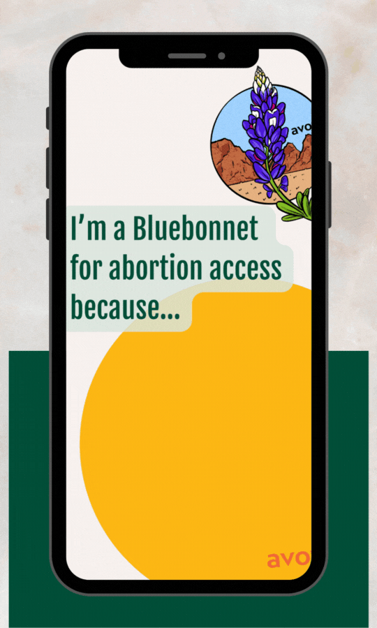 1. Download the graphic 2. Upload to your Instagram or Facebook story 3. Add text with your reasons for supporting abortion access 4. Share and tag @AvowTexas!